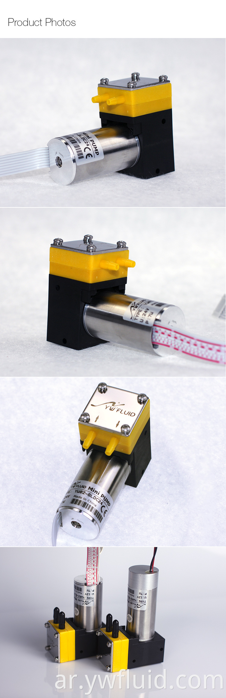 Micro Double-Ot-Head BLDC Pressless Air Abragm Pump مع جودة 12V/24V جيدة